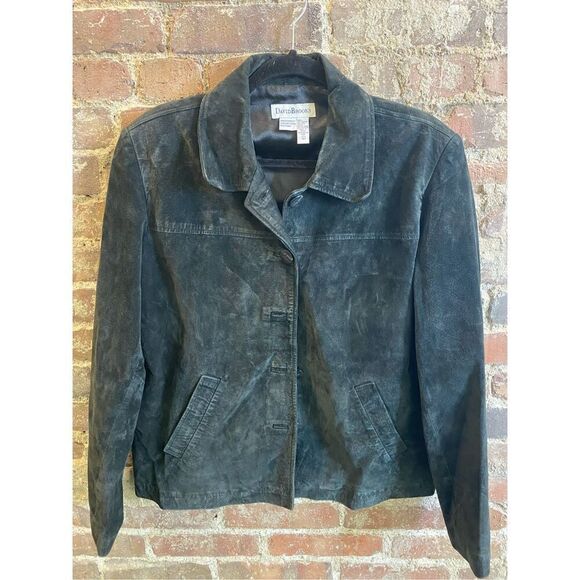 David Brooks Black Suede Leather Jacket Women’s Size Large - Picture 1 of 14